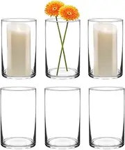 6 Inch Tall Glass Cylinder Vase for Table Centerpieces,Set of 6 Clear Glass Vases Bulk for Flowers Decor,Floating Candle,Wedding Favors(3.5" W X 6" H)