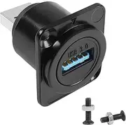 QIANRENON USB 3.0 Male to Female Panel Mount Adapter 5Gbps USB Plug to Socket Mount Connector D Panel/XLR Panel Mount for USB Data Transfer Charging
