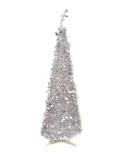Northlight Pre-Lit Silver Tinsel Pop-Up Artificial Christmas Tree