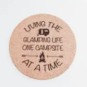 Engraved Cork Pot Mat Trivet, New and handmade, Heat Resistant, Camping Theme