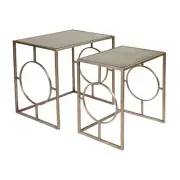 Cafe Lighting & Living Melrose Nesting Side Tables, 2 Piece (Gold) - 51cm x 41cm