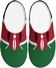 [EdWal] Flag of Kenya print Winter Warm Slippers Indoor Anti-skid Plush Slippers Relaxing at Home for Women Men