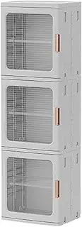 Leona Co Stackable Storage Bins, Collapsible Storage Bins with Lids and Doors, Open Front Folding Storage Box with Wheels Plastic Storage Containers Closet Organizers Living Room (3, 37CM)