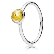 NEW Authentic Pandora November Droplet Ring Silver Citrine 50 (US 5) 191012CI