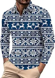 [Generic] Twos Day T Shirt Teacher Autumn Casual Long Sleeve Buttoned Lapel Christmas Printed Long Sleeve T Shirt Tops Men Thumb Hole Shirt