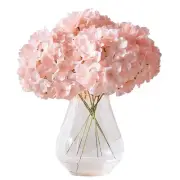 Artificial Hydrangea Flowers Blush Heads 10 Fake Hydrangea Silk Flowers for W...