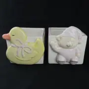 Russ Baby Blessings Planter Pink Set of 2 ABC Blocks Duck and Bear 12860