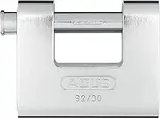ABUS Monobloc Padlock 92/80 - Brass Lock with Steel casing - for Vending Machines, Roller grilles and Much More - with Thick Bolt - ABUS Security Level 8 - Silver