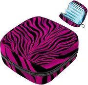 Period Bag,Sanitary Napkin Storage Bag,Animal Zebra Purple Stripes,Tampon Holder for Purse