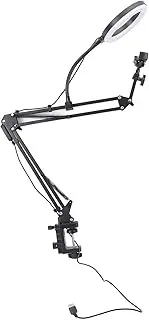 Ring Light with Overhead Phone Mount, LED Desk Ring Light with Clamp, LED Selfie Light with Stand and Phone Holder, Desk Light for Video Recording, Zoom Meeting, Live Streaming