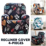 Set of 4 High Stretch Recliner Cover 1Seat Soft Sofa Slipcover Printed xivWC