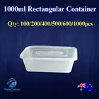 1000ml Reusable Takeaway Food Containers Plastic Rectangular Kitchen Storage