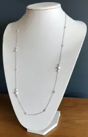 Long sparkly chain 30” solid Sterling Silver 925. Cubic zirconia. New.