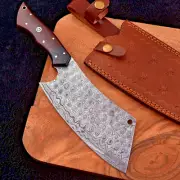 Custom Handmade Damascus Steel Meat Cleaver Chopper chef knife With Sheath
