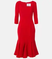 [Carolina Herrera] Carolina Herrera Crêpe midi dress AU 14 red