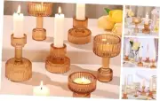 Candlestick Holders Bulk, 6 Pcs Combination Candle Holders Set, Crystal Amber