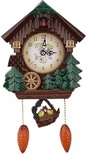 Tiiyee Coo Clocks for Wall, Bird Clock with Sounds Wall Singing House Sings Antique Decor Cottage Decoration for Grandfather Home Garden