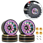 4Pack 7mm Hub 1.1inches Brass Beadlock Wheel Rims for Axial SCX24 1/24 RC Car