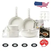 11-Piece Non-Stick Cookware Set with Detachable Handle for Space-Saving Elegance