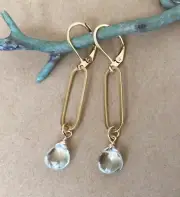 PRASIOLITE LINK SUNDANCE CHARM HANDMADE BRIOLETTE ARTISAN JEWELRY EARRINGS