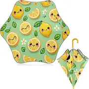 [ODAWA] Kids Umbrella Playful Citrus Light Green J Handle Golf Stick Umbrella for Kids