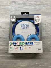 Altec Lansing Kid Safe 2-in-1 Bluetooth Wireless Blue Kid's Headphones - New!