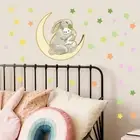 2Pcs Glow in the Dark Moon Bunny Wall Stickers for Creative Room Decor