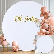 Gallety 7.2 FT White Round Backdrop Cover for 5 to 7.2ft Circle Arch Stand - Adjustable Polyester Cover for Wedding, Birthday Party Photography Decoration