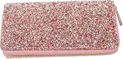 [Healeved] 1Pc Stylish Zippered Purse for Women Long Glitter Wallet with Multi Storey Design Portable Handbag for Money Cards and Coins Present for Ladies