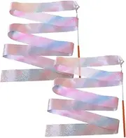 Dragon Dance Silk Beautiful Elegant Gymnastics Ribbon Streamers Rhythmic Gymnastics Ribbon with Rod Dancing Streamers for Kids Artistic Dancing (Color : Pink, Size : 2m)