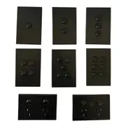 3A AU 1 2 3 4 5 6 Gang Wall Switch & Powerpoints - Black - Slim - SAA