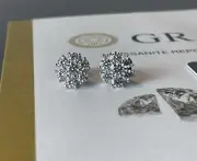 3ct VVS Moissanite Studs Cluster Flower Earrings Real 925 Sterling Silver 11mm