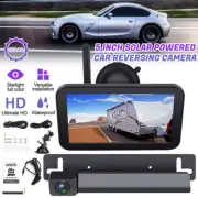 Wireless 5" Monitor Solar Au License Plate Backup Camera Car Reverse Rear View