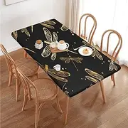 Dragonfly Animal Gold Rectangular Tablecloth Table Cover for 4 Foot Tables, Waterproof Fitted Elastic Edged Table Cloth for Indoor Outdoor Party Wedding Picnic Patio, 4 Ft/48x30 inch