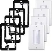 4-Pack Brush Wall Plate with Low Voltage Mounting Bracket, Cable Pass Through Insert for Wires, Single Gang Cable Access Strap, Wall Socket for HDTV, Home Theater Systems