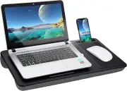 Portable Laptop Desk with Device Ledge, Mouse Pad and Phone Holder for Home Offi