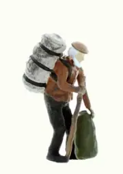 old HOBO with his packs and wooden walking stick O scale FINISHED figure