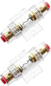 QWORK AGU Inline Fuse Holder 60A 12V-48V DC with 60A AGU Fuses for Car Audio Alarm Amplifier Compressors Pack of 2