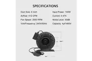 SunStream Inline Fan with Speed Controller, Carbon Filter and Ducting Combo for Grow Tent Ventilation - 6 Inch