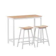 Artiss Bar Table and 2 Stools Set Dining Desk Solid Wood Kitchen Chairs Cafe Pub