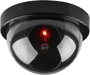 1Pc Simulation Camera Fake Dummy Dome Surveillance Security Camera Flashing Red Light (Black)