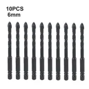 10pcs 6mm Drill Bits Tiles Wear-resistant Alloy Steel Ceramic Hex Shank