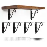 6 Pcs Decorative Shelf Brackets, 8" x 5" Floating Shelf Brackets, Black