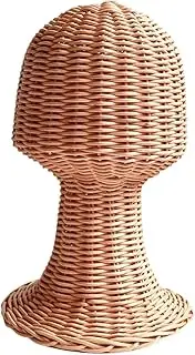 MAGICLULU Rattan Woven Hat Display Stand Freestanding Rustic Hat Holder for Home Use Retail Shops Sturdy Wig Holder to Prevent Deformation for Organization