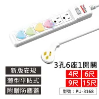 在飛比找蝦皮商城精選優惠-【iPlus+】保護傘 1切6座3P延長線 3孔6座1開關 