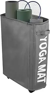 Fxvhojq Yoga Mat Storage Basket With Wheels - Dustproof Organizer and Home Gym Equipment Rack for Yoga Mats