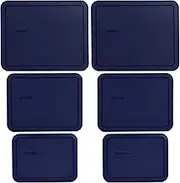 Pyrex (2) 7212-PC (2) 7211-PC (2) 7210-PC Dark Blue Rectangle Plastic Storage Lids - 6 Pack