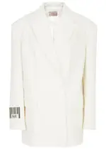 Nue Studio Barcode Oversized Twill Blazer - White - 42 (UK10 / S) 42 (UK10 / S)