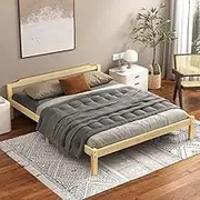 ALFORDSON Queen Bed Frame Wooden Bed Base with Solid Wood Pine Timber Slats, Oak Bed Foundation Mattress Base Platform with Storage Space, Beatrix Series Bedroom Furniture
