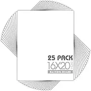 Mat Board Center, Pack of 25, 16x20 White Backing Boards - 4-ply Thickness - for Pictures, Photos, Framing Support - Great for DIY Projects, Art, Prints